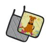 Airedale Terrier Easter Eggs Pair of Potholders
