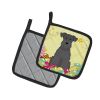 Miniature Schnauzer - Black - Easter Eggs Pair of Potholders