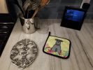 Miniature Schnauzer - Black and Silver - Easter Eggs Pair of Potholders