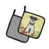 Miniature Schnauzer - Salt and Pepper - Easter Eggs Pair of Potholders