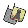 Briard - Black - Easter Eggs Pair of Potholders