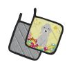 Bedlington Terrier - Blue - Easter Eggs Pair of Potholders
