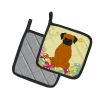 Boxer - Fawn - Easter Eggs Pair of Potholders