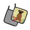 Boxer - Brindle - Easter Eggs Pair of Potholders