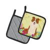 Border Collie - Red and White - Easter Eggs Pair of Potholders
