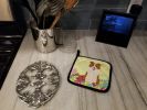 Border Collie - Red and White - Easter Eggs Pair of Potholders