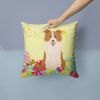Border Collie - Red and White - Easter Eggs Decorative Pillow
