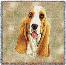 Bassett Hound - Lap Square Cotton Woven Throw