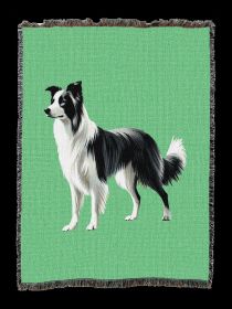 Border Collie 2 Cotton Woven Throw