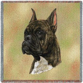 Boxer - Brindle - Lap Square Cotton Woven Throw