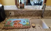 Dachshund - Red Spring Dish Drying Mat