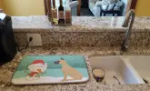 Great Dane - Cropped Ears - Fawn and Snowman Dish Drying Mat