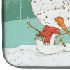 Greyhound - Black and White and Snowman Dish Drying Mat