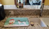 German Shorthaired Pointer and Snowman Dish Drying Mat
