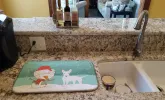 Bull Terrier - White and Snowman Dish Drying Mat