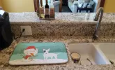 Bull Terrier - White Patched and Snowman Dish Drying Mat