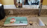 Chihuahua - Black and Snowman Dish Drying Mat