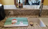French Bulldog - Piebald and Snowman Dish Drying Mat