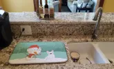 French Bulldog - White and Snowman Dish Drying Mat