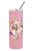 Afghan Hound Pink Flowers Stainless Steel Skinny Tumbler