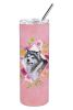 Alaskan Malamute Pink Flowers Stainless Steel Skinny Tumbler