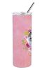 Alaskan Malamute Pink Flowers Stainless Steel Skinny Tumbler