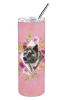 Akita Pink Flowers Stainless Steel Skinny Tumbler