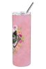 Akita Pink Flowers Stainless Steel Skinny Tumbler