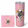 Akita Pink Flowers Stainless Steel Skinny Tumbler