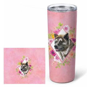 Akita Pink Flowers Stainless Steel Skinny Tumbler