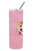 Bull Terrier 1 Pink Flowers Stainless Steel Skinny Tumbler