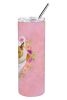 Bull Terrier 1 Pink Flowers Stainless Steel Skinny Tumbler
