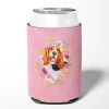 Basset Hound Style #1 Pink Flowers Can Hugger