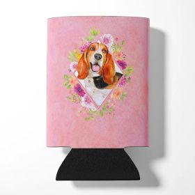 Basset Hound Style #1 Pink Flowers Can Hugger