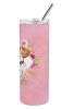 Beagle Pink Flowers Stainless Steel Skinny Tumbler
