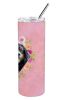 Bernese Mountain Dog Pink Flowers Stainless Steel Skinny Tumbler