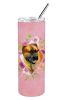 Mastiff - Borboel - Pink Flowers Stainless Steel Skinny Tumbler
