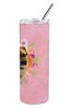 Mastiff - Borboel - Pink Flowers Stainless Steel Skinny Tumbler