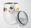 Borzoi Pink Flowers Stainless Steel 12 oz Stemless Wine Glass