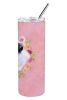 Borzoi Pink Flowers Stainless Steel Skinny Tumbler