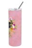Brussels Griffon Pink Flowers Stainless Steel Skinny Tumbler