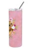 Chihuahua #1 Pink Flowers Stainless Steel Skinny Tumbler