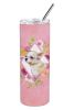 Chihuahua #2 Pink Flowers Stainless Steel Skinny Tumbler