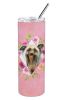 Chinese Crested Pink Flowers Stainless Steel Skinny Tumbler