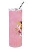 Cocker Spaniel #2 Pink Flowers Stainless Steel Skinny Tumbler