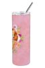 Cocker Spaniel #2 Pink Flowers Stainless Steel Skinny Tumbler