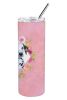 Dalmatian - Puppy - Pink Flowers Stainless Steel Skinny Tumbler