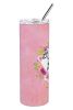Dalmatian Pink Flowers Stainless Steel Skinny Tumbler