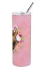 Doberman Pink Flowers Stainless Steel Skinny Tumbler