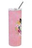 Eastern German Shepherd Pink Flowers Stainless Steel Skinny Tumbler